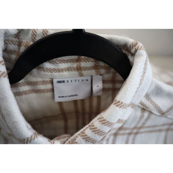 ASOS Design Men Sz L Ecru White Extreme Oversized Brushed Flannel L/S Shirt - Picture 3 of 8
